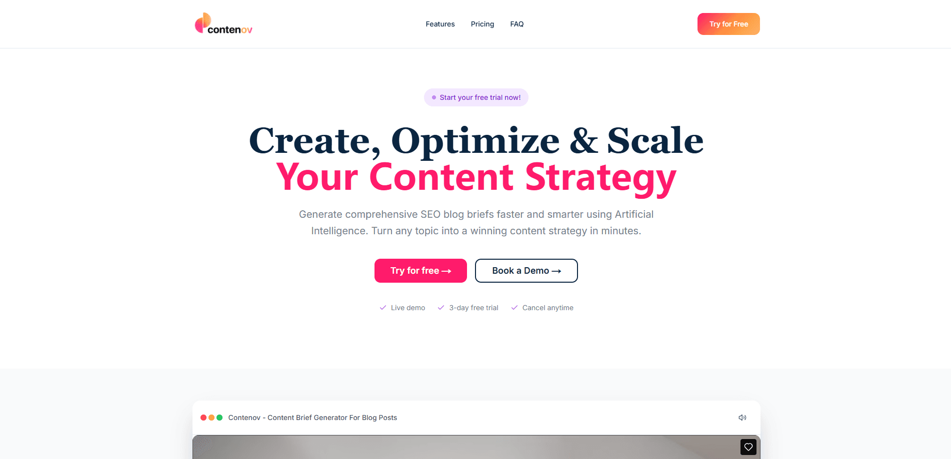 Interface preview of Contenov