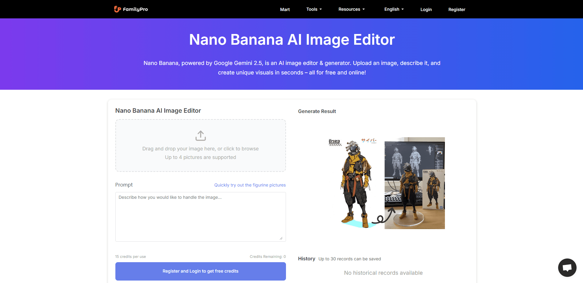 Vorschau der Oberfläche von Nano Banana AI Image Editor