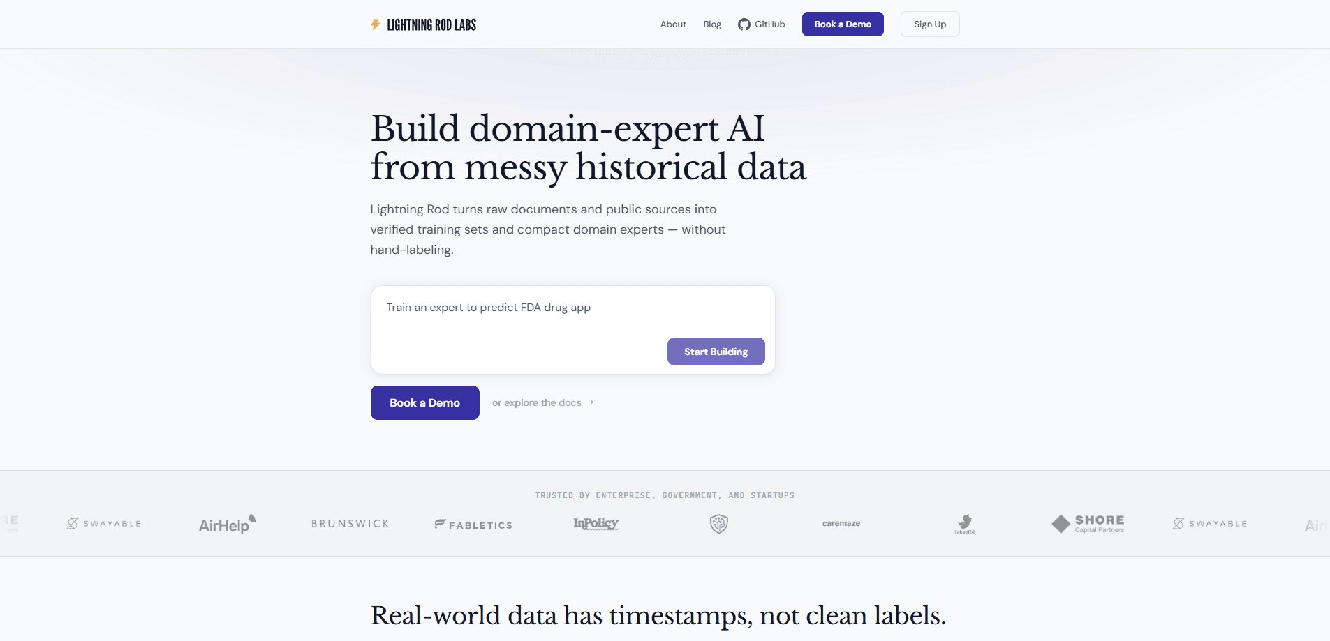 Vista previa de la interfaz de Lightning Rod: Generate training data