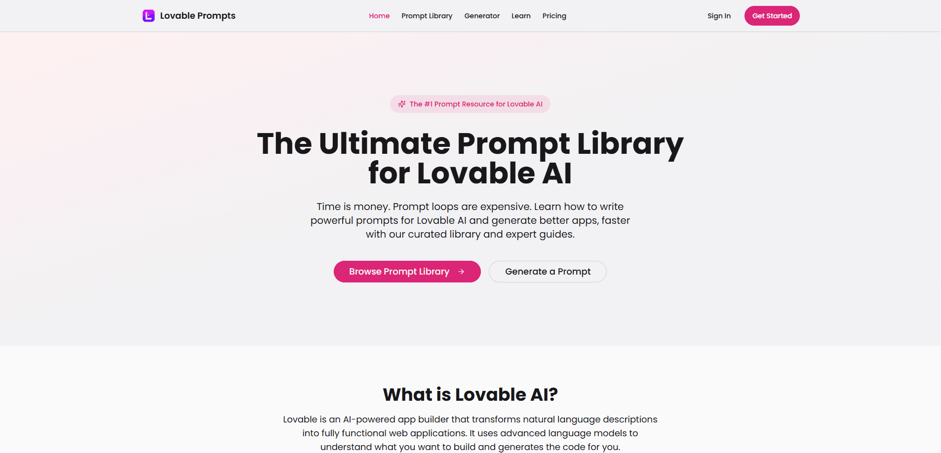 Lovable-prompts.com 미리보기