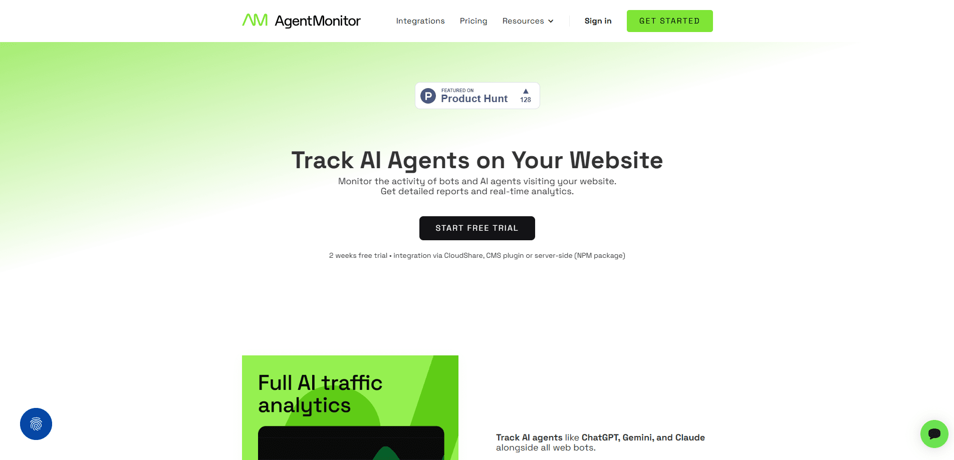 Prévia da interface de Agent Monitor