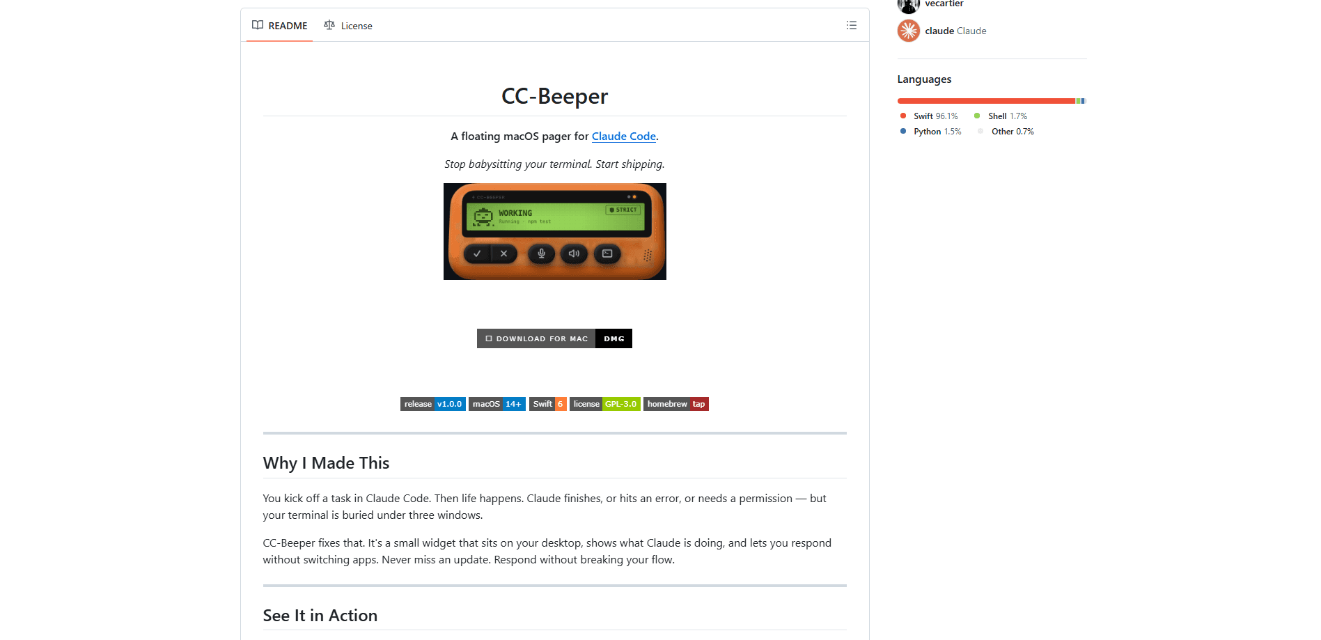 Aperçu de l'interface de CC-BEEPER