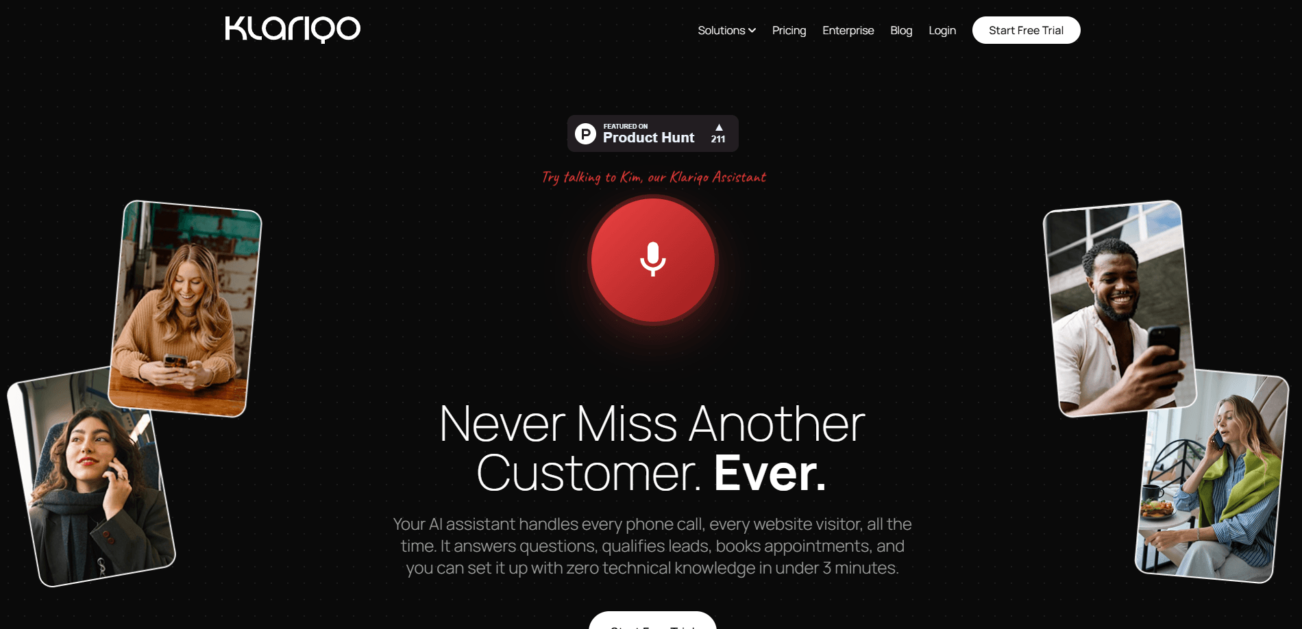 Vorschau der Oberfläche von Klariqo AI Voice Assistants