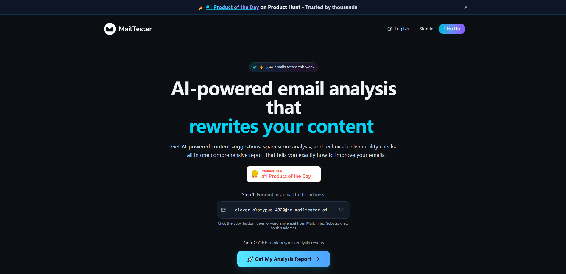 MailTester.AI 미리보기