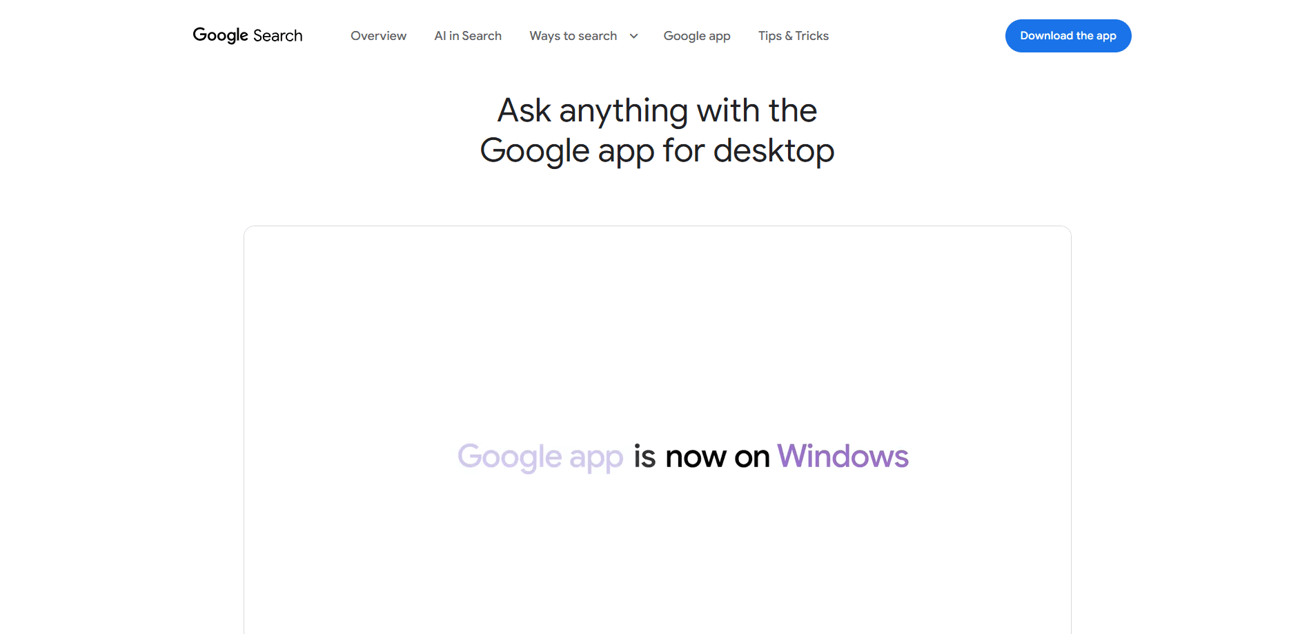 Aperçu de l'interface de Google
