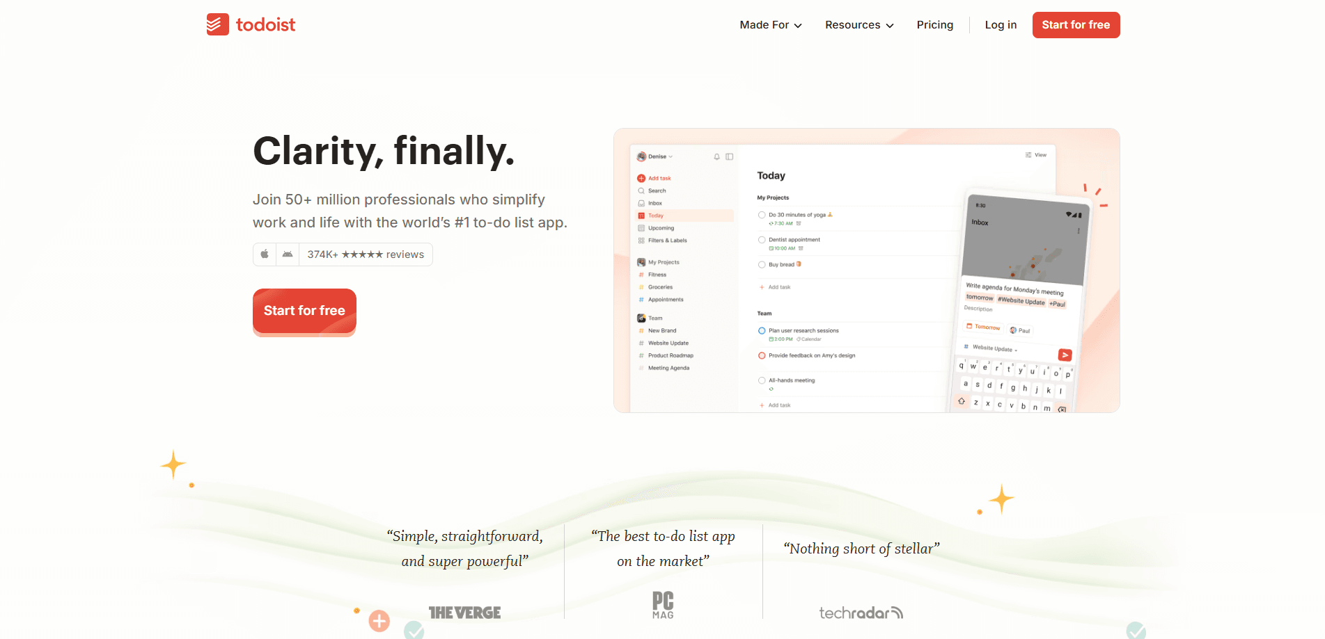 Interface preview of Todoist
