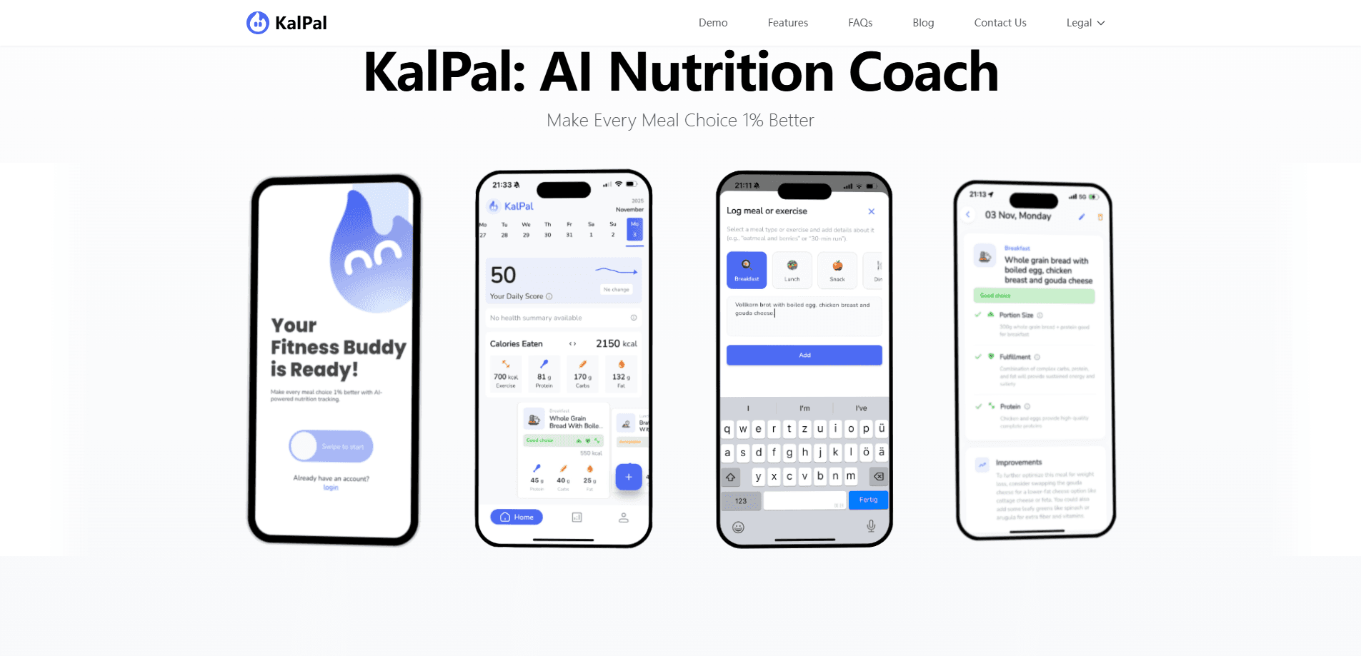 Interface preview of KalPal: AI Nutrition Coach