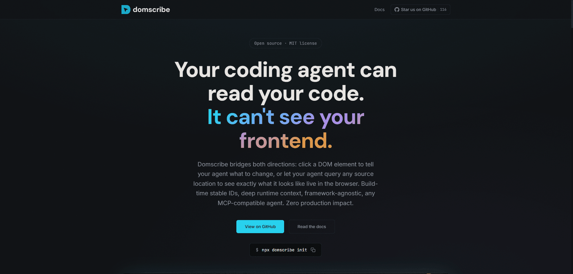 Aperçu de l'interface de Domscribe