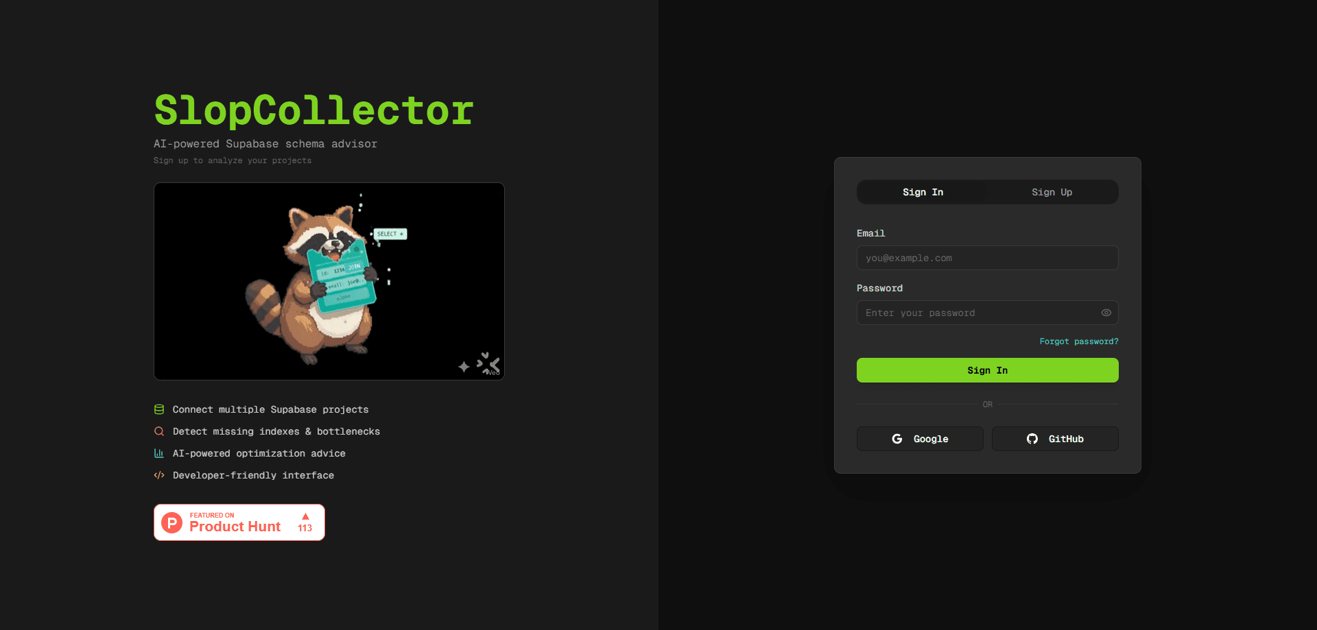 SlopCollector 미리보기