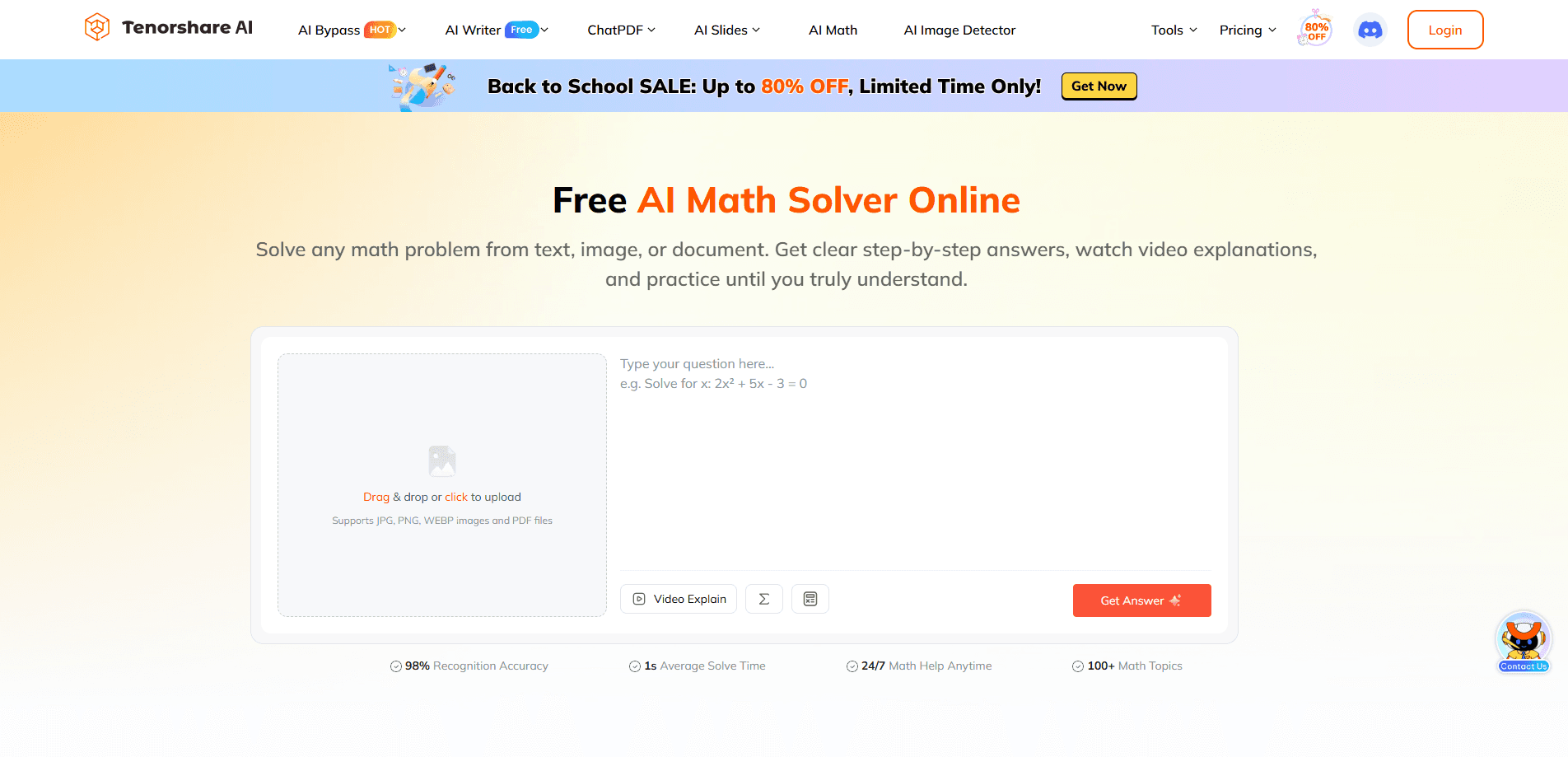 Vorschau der Oberfläche von Tenorshare AI Math