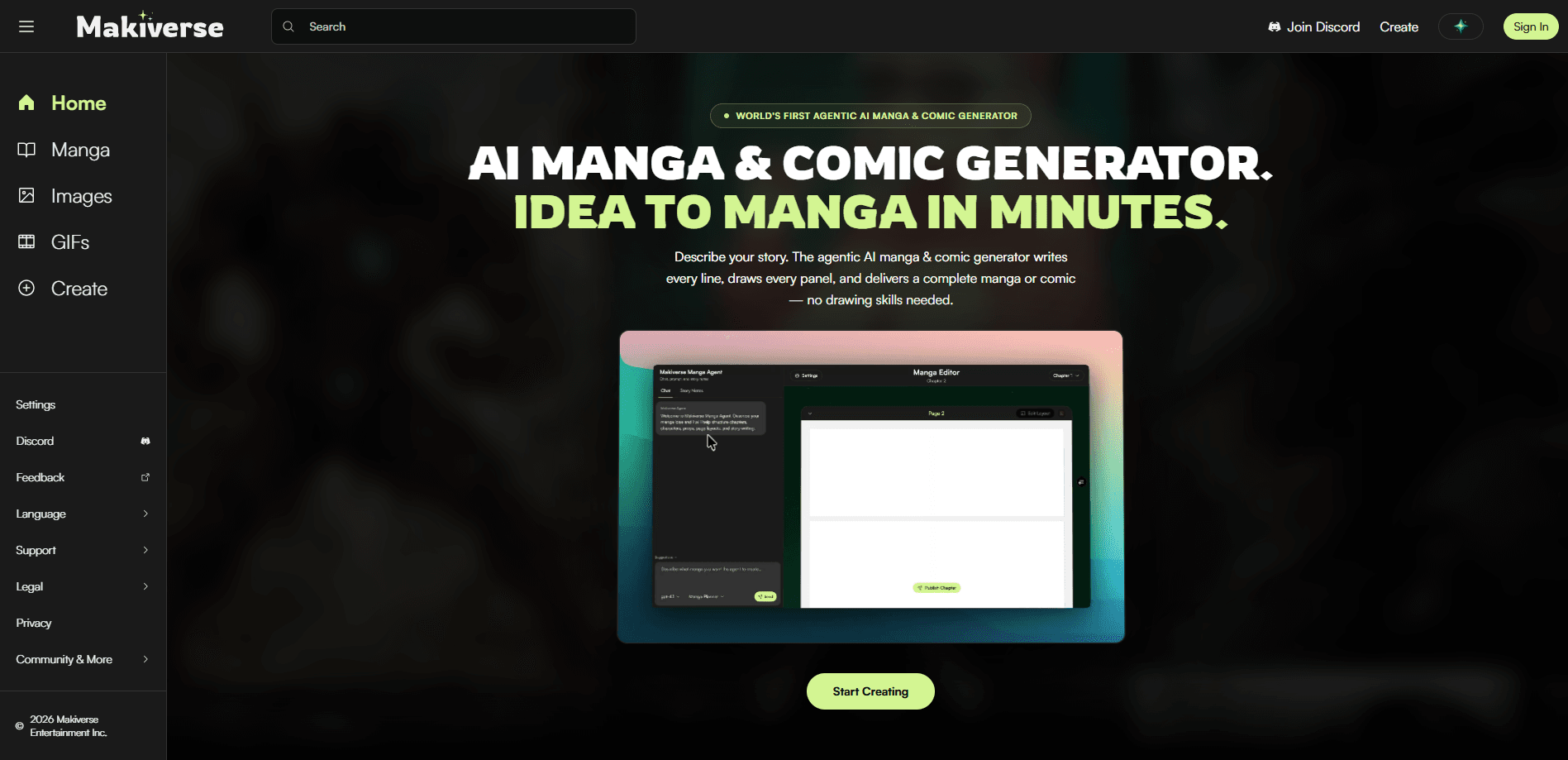 Aperçu de l'interface de Makiverse