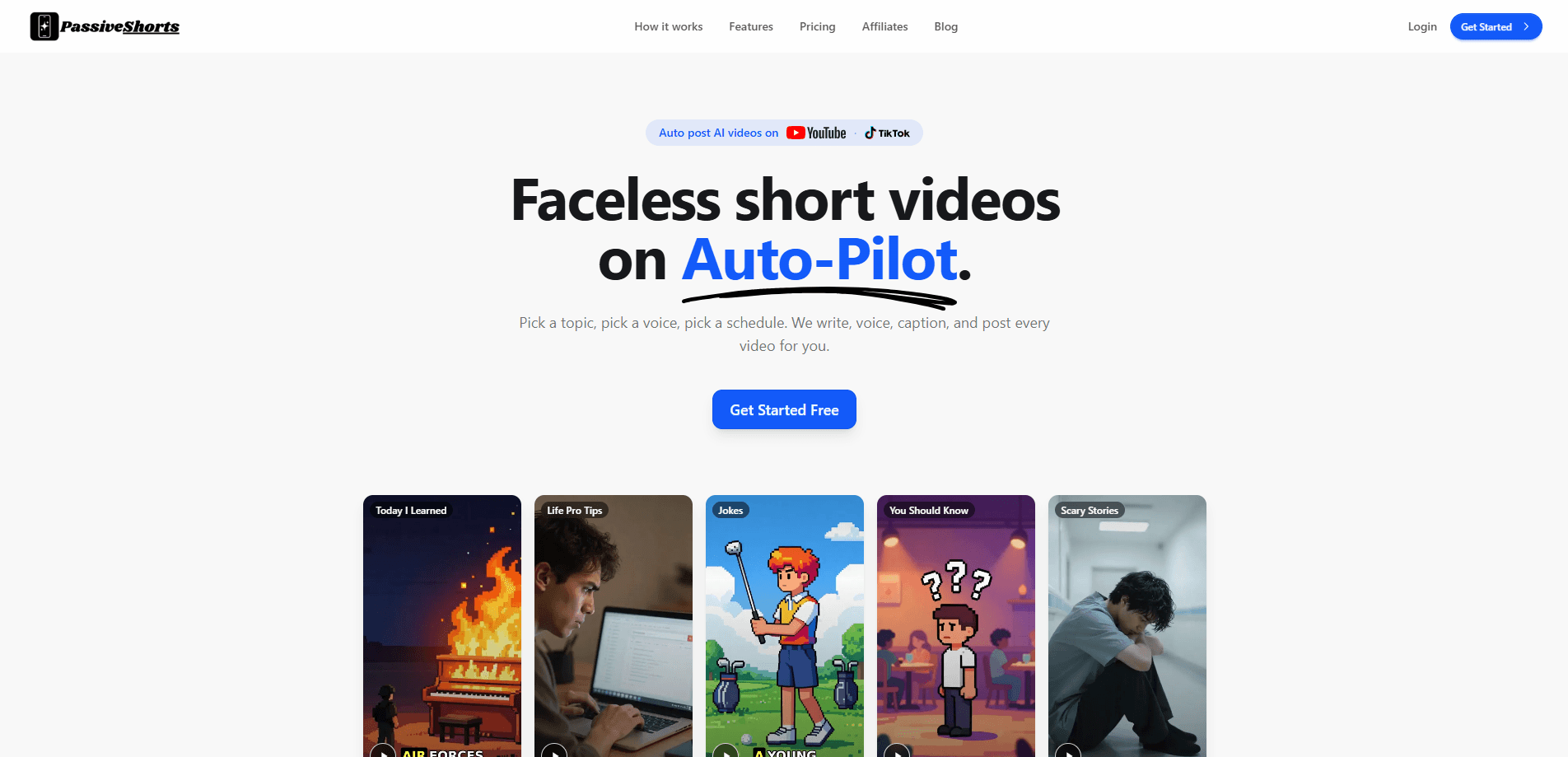 Aperçu de l'interface de PassiveShorts