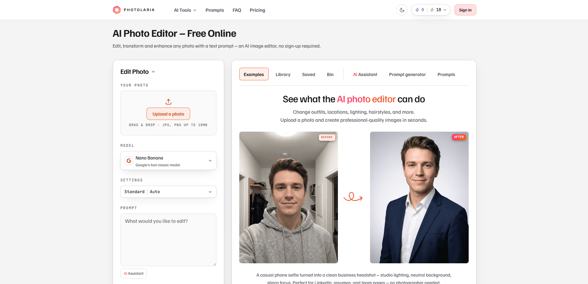 Interface preview of Photolaria