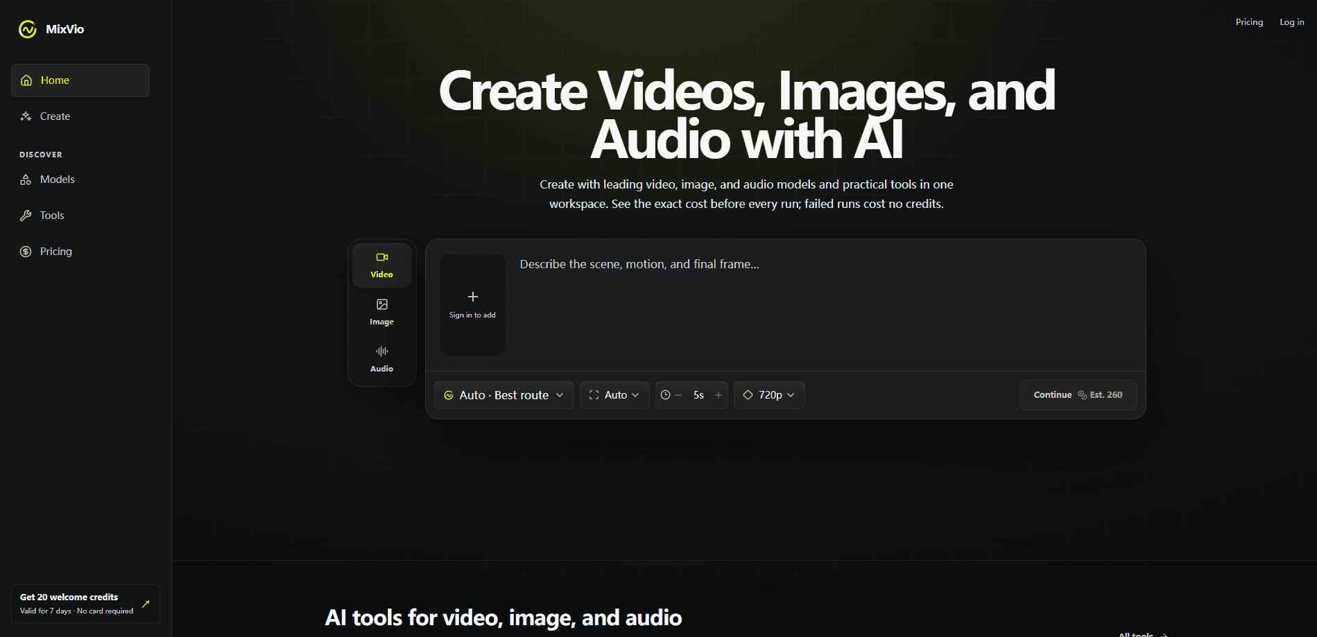 Interface preview of MixVio AI
