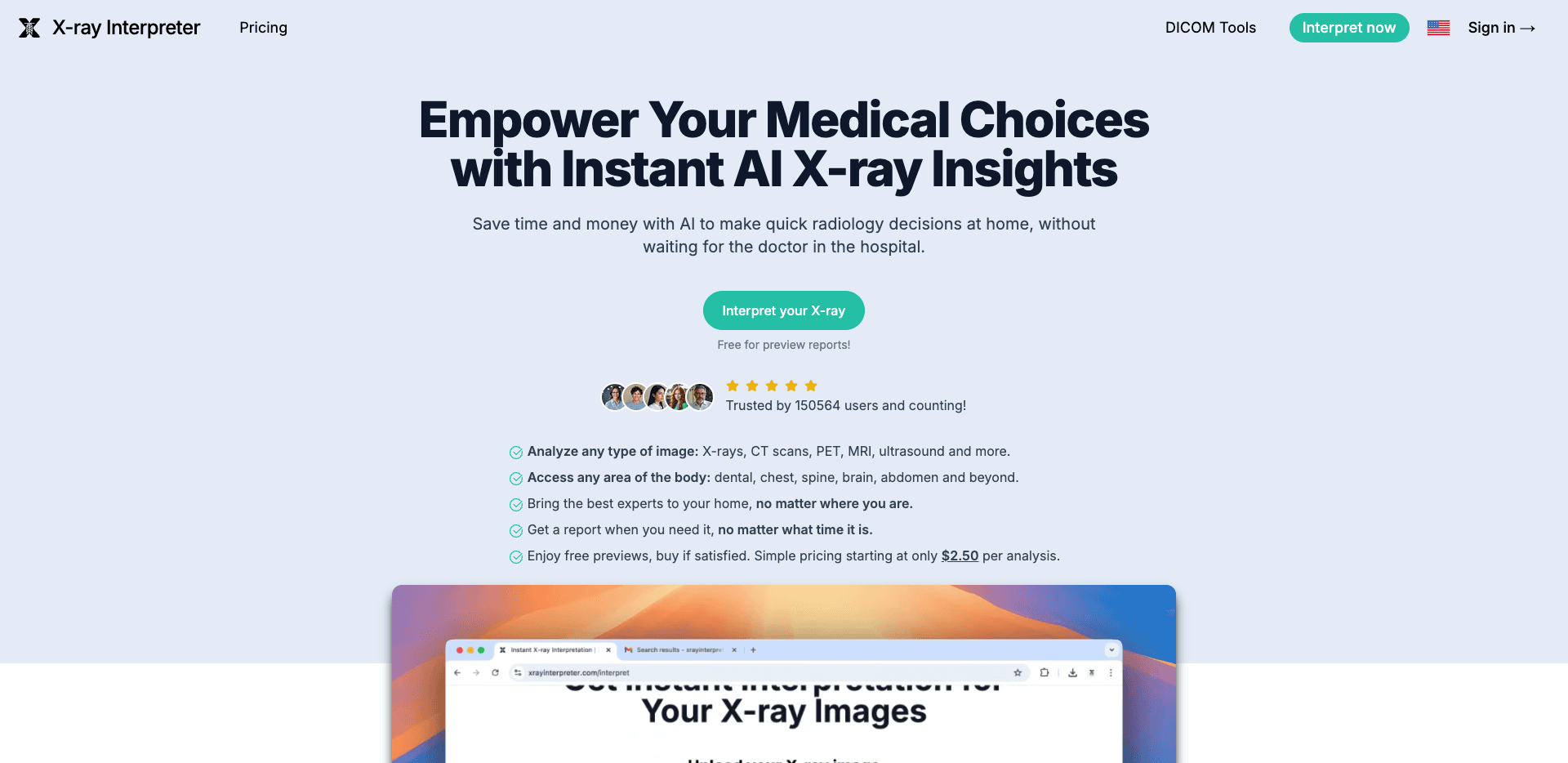 Aperçu de l'interface de X Ray Interpreter